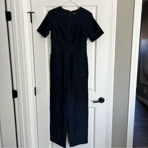 SHELBY & PALMER NWOT Dark Wash Denim Jean Jumpsuit Short Sleeves Size 6